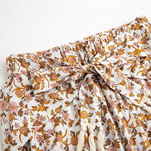 ‼️SOLD‼️ Women’s Summer Boho Tie Waist Pants Loose Wide Leg Beach Pant w/ Tassel - Picture 6 of 8